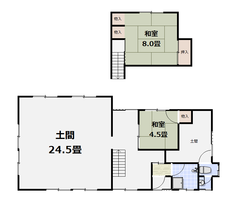 
                                <h3>Building A (sea-facing house and workshop) 1F, 2F